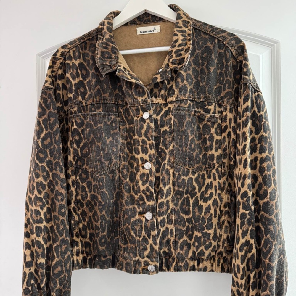 Leopard Print Denim Jacket for Women